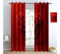Romantic Heart-Shaped Red Rose Flowers Printed Curtains Valentine'S Day Theme Decorative Blackout Window Curtain, Grommet Drapes for Bedroom Living Room Office Guest Room 46 x 54 Inch (2 Panels)