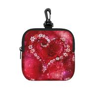 Romantic Heart Square Zipper Pouch with All-Over Print,Waterproof Rubber-Fabric, Lightweight Durable Small Organizer Bag for Coins, Cards, Keys