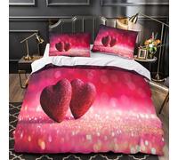 Romantic Hearts Duvet Cover 3D Design Printed Extra Soft 3 Pieces Bedding Set Zipper Valentine's Decor Quilt Cover Hotel Quality Washable for Adults Kids Women Teens Youth Boys Double（200x200cm）