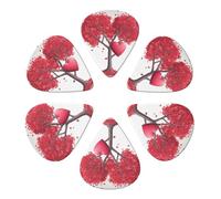Romantic Hearts Leaves Tree Print Guitar Picks 6 Pack With Organizer Storage Bag 0.46 0.71 0.96mm Guitar Plectrums Guitars Accessories For Bass Electric Acoustic Guitars