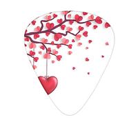 Romantic Hearts Leaves Tree Printed Guitar Picks,12 Pack Personalized Guitar Picks For Bass Acoustic Guitar Electric Guitar Includes 0.46mm/0.71mm/ 0.96mm