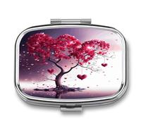 Romantic Hearts Leaves Tree Weekly AM/PM Pill Organizer.Waterproof Portable Compact Travel Pill Organizers.Small Pill Box for Medicine Holder for Vitamins Medication.