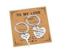 Romantic Key-Shaped Keychain Gift Set with Kraft Card - I Love You Valentine's Day Gift for Her, Him, Girlfriend, Boyfriend, Wife, Husband - Anniversary, Wedding, Birthday Present for Couples.