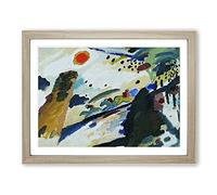 Romantic Landscape By Wassily Kandinsky Classic Painting Framed Wall Art Print, Ready to Hang Picture for Living Room Bedroom Home Office Décor, Oak A4 (34 x 25 cm)