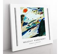 Romantic Landscape By Wassily Kandinsky Exhibition Museum Classic Painting Canvas Wall Art Print Ready to Hang, Framed Picture for Living Room Bedroom Home Office Décor, 35x35 cm (14x14 Inch)