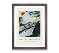 Romantic Landscape By Wassily Kandinsky Exhibition Museum Painting Framed Wall Art Print, Ready to Hang Picture for Living Room Bedroom Home Office Décor, Walnut A4 (34 x 25 cm)