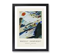 Romantic Landscape By Wassily Kandinsky Exhibition Museum Painting Framed Wall Art Print, Ready to Hang Picture for Living Room Bedroom Home Office Décor, Black A2 (64 x 46 cm)