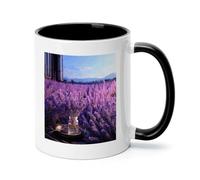Romantic Lavender Ceramic Coffee Mug with Handle 11 Ounces, Porcelain Mug Coffee Cup Tea Mug Water Cup Ideal for Coffee,Tea,Latte,Cappuccino,Microwave & Dishwasher Safe Unique Gift Cup