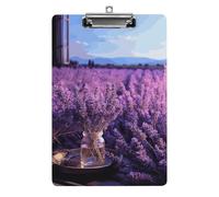 Romantic Lavender Clipboard, A4 Acrylic Clipboard with Hanging Hole, Ultra-Light Clip Board - Holds 100 Sheets, Shatterproof Document Holder for Office, 12.5" X 8.5"