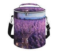 Romantic Lavender Lunch Bag, 15L Portable Leakproof Picnic Basket with Shoulder Strap, Insulated Picnic Cooler Bag for Camping, Beach, Hiking & Groceries