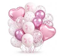 Romantic Lavender & Pink Balloon Set for Girls' Party Decorations, Shower, Wedding - 35-Piece Kit with Heart Foil, Confetti, Bows, Ribbon & Tying Tool for Arch, Bouquet, Feature Wall