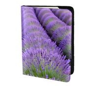 Romantic Lavender Print 5.5in Passport Travel Document Wallet Case Stylish Secure Men Women For Travelers, Black, One Size