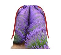 Romantic Lavender Print Christmas Drawstring Bags,Wedding Party Gifts wrapping bag,DIY Craft,Xmas,Presents