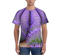 Romantic Lavender Print Fashion Men Short Sleeve T-Shirts Gym Wear Breathable Workout Summer Casual Outing