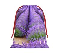 Romantic Lavender Print Gift Drawstring Bag Reusable For Holiday Party Favors Birthday Presents Pouch