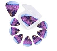 Romantic Lavender Print Guitar Picks 12 Pack with Custom Organizer Storage Box, Guitar Accessories, Ukulele for Acoustic Guitar, Bass,