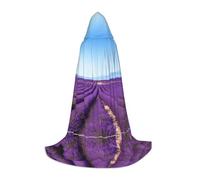 (Romantic Lavender) Print Hooded Cape For Teenagers Costume Party, Halloween Hooded Cape Soft and Elastic,M