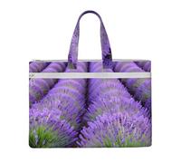 Romantic Lavender Print Lightweight Foldable Canvas Tote File Bag For Documents Office Supplies Work Travel