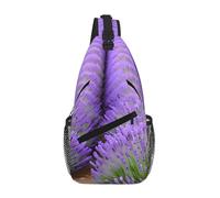 Romantic Lavender Print Sling Backpack Unisex Crossbody Chest Bag Shoulder Chest Bags for Women Men Hiking Travel