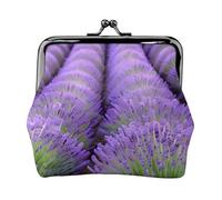 Romantic Lavender Print Stylish Unique Coin Purse Cute Mini Wallet with Kiss Lock Waterproof for Coins