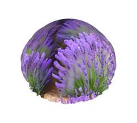 Romantic Lavender print Women's shower cap Reusable elastic shower cap Double-layer hair cap Shower cap