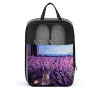 Romantic Lavender Shoe Bag Waterproof & Breathable Shoe Pouch for Travel, Portable Carry Case for Sports Sneakers, Gym, Vacation