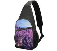 Romantic Lavender Sling Bag for Men Women, Hands-Free Crossbody Bag, Casual Chest Bag for Running, Hiking, Travel