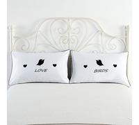 Romantic Love and Birds Print Couples Pillowcases Couples Wedding His Hers Pillow cases 29“ x 19"
