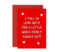 Romantic Love Card - I Fall in Love with You More Every Day - Gifts for Wife, Husband, Spouse, Him, Her, Partner, Couples- Anniversary, Valentine's Day Greeting- Comes with Fun Stickers