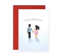 Romantic Love Card - Let’s Do This Forever - Gifts for Boyfriend, Girlfriend, Husband, Wife, Women, Men - For Valentine’s, Anniversary Card - Sweet Couple Illustration - Comes with Stickers