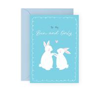 Romantic Love Card - 'Only Bunnies' - Gift for Babe, Girlfriend, Boyfriend, Husband, Wife, Darling - Valentines Day Cuteness - Comes with Fun Stickers