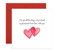 Romantic Love Card - Out of All the Days I Have Lived Quote - Sentimental Anniversary Card for Partner, Wife, Husband, Boyfriend or Girlfriend - Watercolour Heart - Comes with Stickers