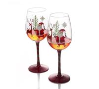 Romantic LOVE Christmas Theme Red Wine Glass Wine Glasses Crystal Glass Hand Painted Wine Glasses Champagne Glasses - Set of 2 (Santa Claus)