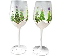Romantic LOVE Christmas Theme Red Wine Glass Wine Glasses Crystal Glass Hand Painted Wine Glasses Champagne Glasses - Set of 2 (Snowflake Christmas)