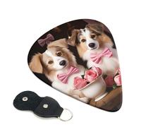 Romantic Love Couple Dog Guitar Plectrums, 6 Guitar Plectrums, Double Sided Printing, For Acoustic Guitar, Bass, Ukulele, Electric Guitar (0.46 Mm 0.71 Mm 0.96 Mm)