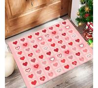 Romantic Love Door Mats Indoor Doormat Washable For Pets Door Matts Duty Non-Slip Entrance Mat Super Absorbent Front Doormat, Modern Minimalism For Kitchen Bathroom Pink, 60 X 90 Cm