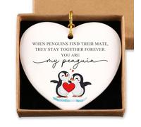Romantic Love Gifts for Her Him You are My Penguin Christmas Ceramic Ornament Valentines Anniversary Wedding Day Gifts for Wife Husband Christmas Tree Decorations