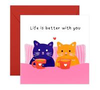 Romantic Love Greeting Card with a Message - 'Life Is Better With You' - Gifts for Couples, Wife, Husband, Boyfriend, Girlfriend, Babe, Cat Parents - Valentines Day - Comes with Fun Stickers