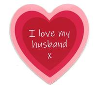 Romantic Love Message on Novelty Heart Shaped Coaster - Unique Birthday Gift - Made in UK (I Love my Husband)