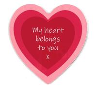 Romantic Love Message on Novelty Heart Shaped Coaster - Unique Birthday Gift - Made in UK (My Heart Belongs to You)