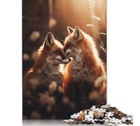 Romantic Love Red Foxes Jigsaw Puzzles Puzzle for Adults Kids. 1000 Piece Whimsical Challenge Toy Educational Game Home Decoration for Educational Games Gifts 1000pcs (40x28cm)