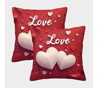 Romantic Love-Valentine's Design Style Pillow Covers 2 Pack Cozy Pillowcases Art Cushion Covers with Zipper Decor Sofa for Living Room Bedroom 45x45cm