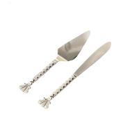 Romantic LOVE Zinc Alloy Cake Knife Shovel Server Set Silverware Carved Handle Cake Pie & Pastry Servers Wedding Party Thanksgiving Christmas (Silver)