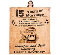 Romantic Marry 15th Anniversary Fleece Throw Blankets for Bed Couch Sofa, 15 Year Marriage Gifts for Her Wife Girlfriend Him Husband (60”X50”)