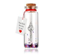 Romantic Message in a Bottle, Anniversary present for Him and Her, Valentine's Day Wish Bottles with Keys, Miniature Glass Message Bottle with Cork and Wish Card, for Valentine's Day Wedding Gifts