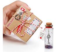 Romantic Message in a Bottle - Gift for Him, Her - Miniature Glass Message Bottle with Cork and Wish Card - Charming Wedding, - Valentine's Day Gifts (with cute craft paper box)