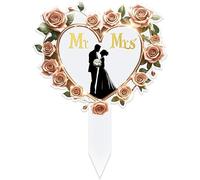 Romantic Mr and Mrs Wedding Cake Topper Surrounded by Roses Bride And Groom Wedding Cake Toppers- 2D Graphic Design
