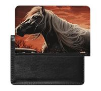 Romantic Mustang Passport Holder with 3 Card Slots, Portable PU Leather Travel Wallet, Slim Protective Cover for Passport, ID, Credit Cards
