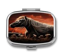 Romantic Mustang Weekly AM/PM Pill Organizer.Waterproof Portable Compact Travel Pill Organizers.Small Pill Box for Medicine Holder for Vitamins Medication.