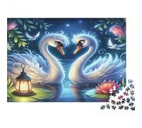 Romantic Nature Jigsaw Puzzles Swan Serenity 1000 Piece Recycled Paper for Adults Puzzle Educational Decompression Game Family Learning Great Gift Idea 38x26cm/1000pcs